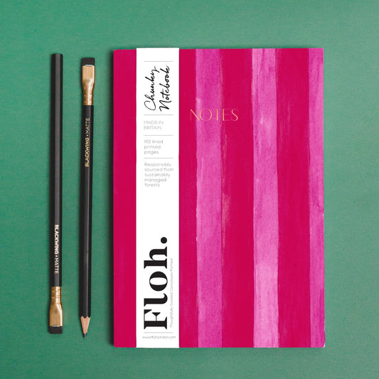 NEW! Raspberry & Cherry (Stripes) A5 Chunky Notebook