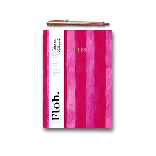 NEW! Raspberry & Cherry (Stripes) A5 Chunky Notebook