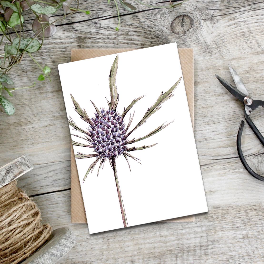 Sea Holly Card (Cello-Free)