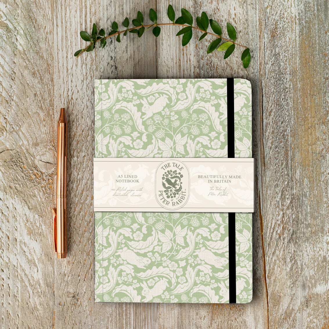 NEW! Peter Rabbit "The Vegetable Thief" (Sage Green) A5 Lined Notebook  (available for dispatch from Feb 2026)