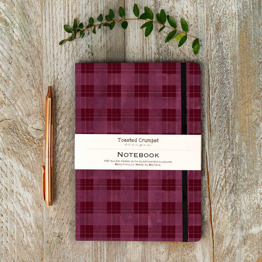 NEW! Burgandy (Tartan) A5 Lined Notebook (available for dispatch from July 2026)