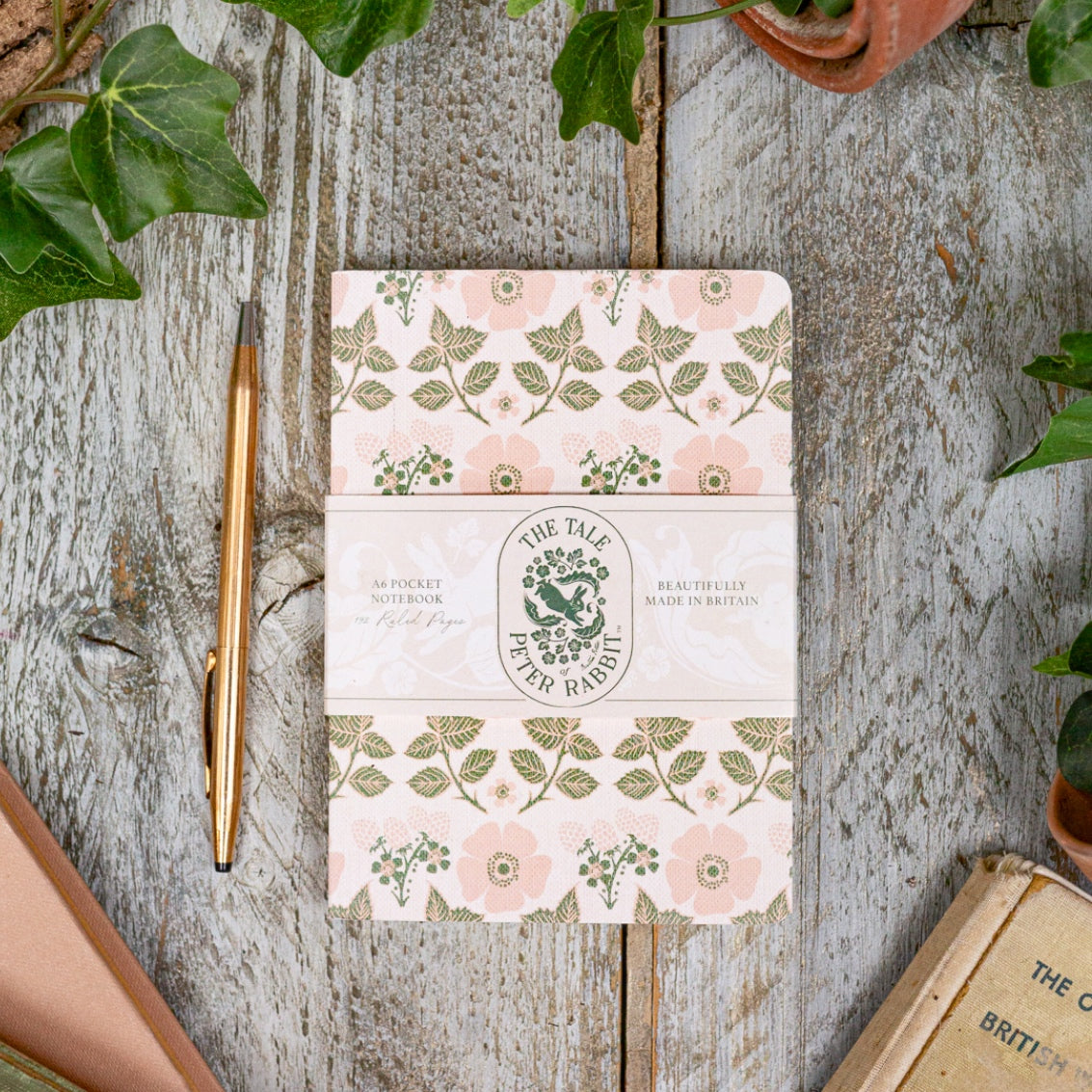 NEW! Flopsy Bunny "Blackberries & Roses" A6 Pocket Lined Notebook