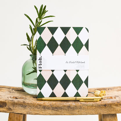 NEW! Emerald Green (Harlequin) A6 Lined Pocket Notebook