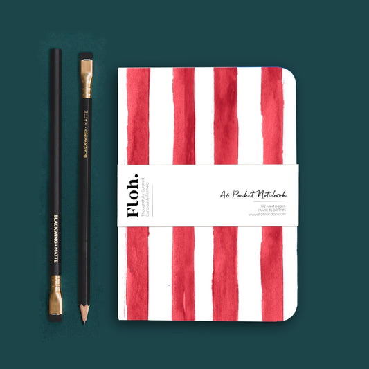 NEW! Crimson (Stripes) A6 Lined Pocket Notebook (available for dispatch from August 2026)