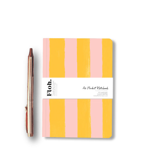 NEW! Mango & Peach (Stripes) A6 Pocket Lined Notebook (available for dispatch from Jan 2026)