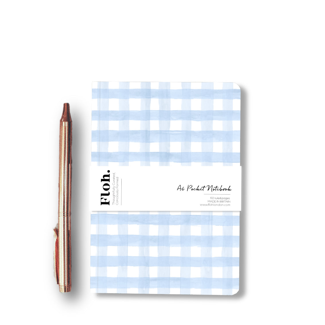 NEW! Sky Blue (Gingham) A6 Pocket Lined Notebook (available for dispatch from Jan 2026)
