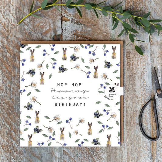 Hop Hop Hooray Birthday (Hare Pure) Card (Cello-Free)