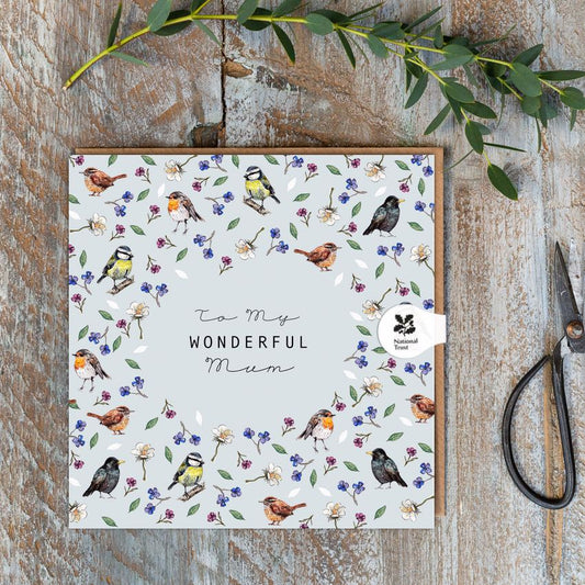 Wonderful Mum (Garden Birds) Card (Cello-Free)