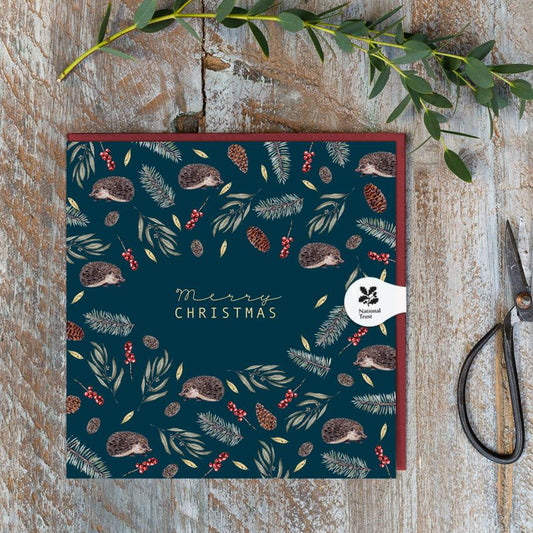 Merry Christmas (Hedgehog Noir) Card (Cello-Free)