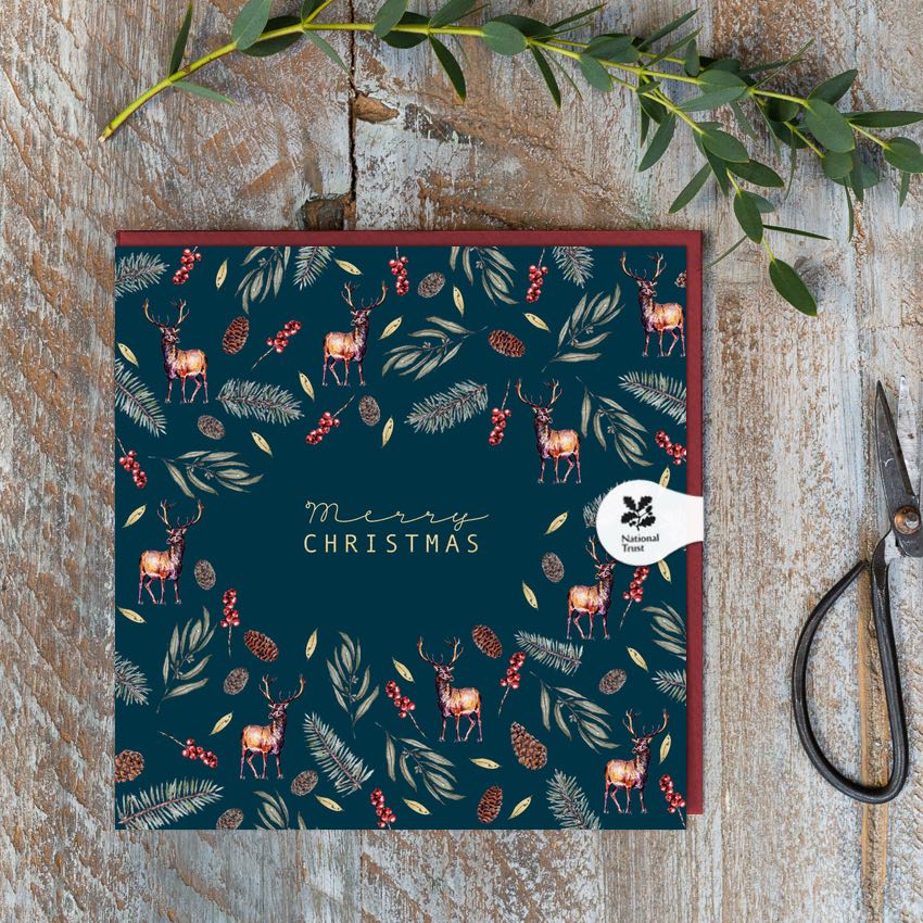 Merry Christmas (Stag Noir) Card (Cello-Free)