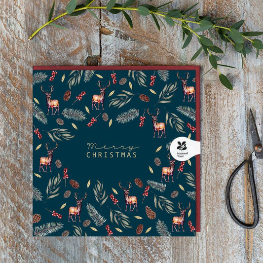 Merry Christmas (Stag Noir) Card (Cello-Free)