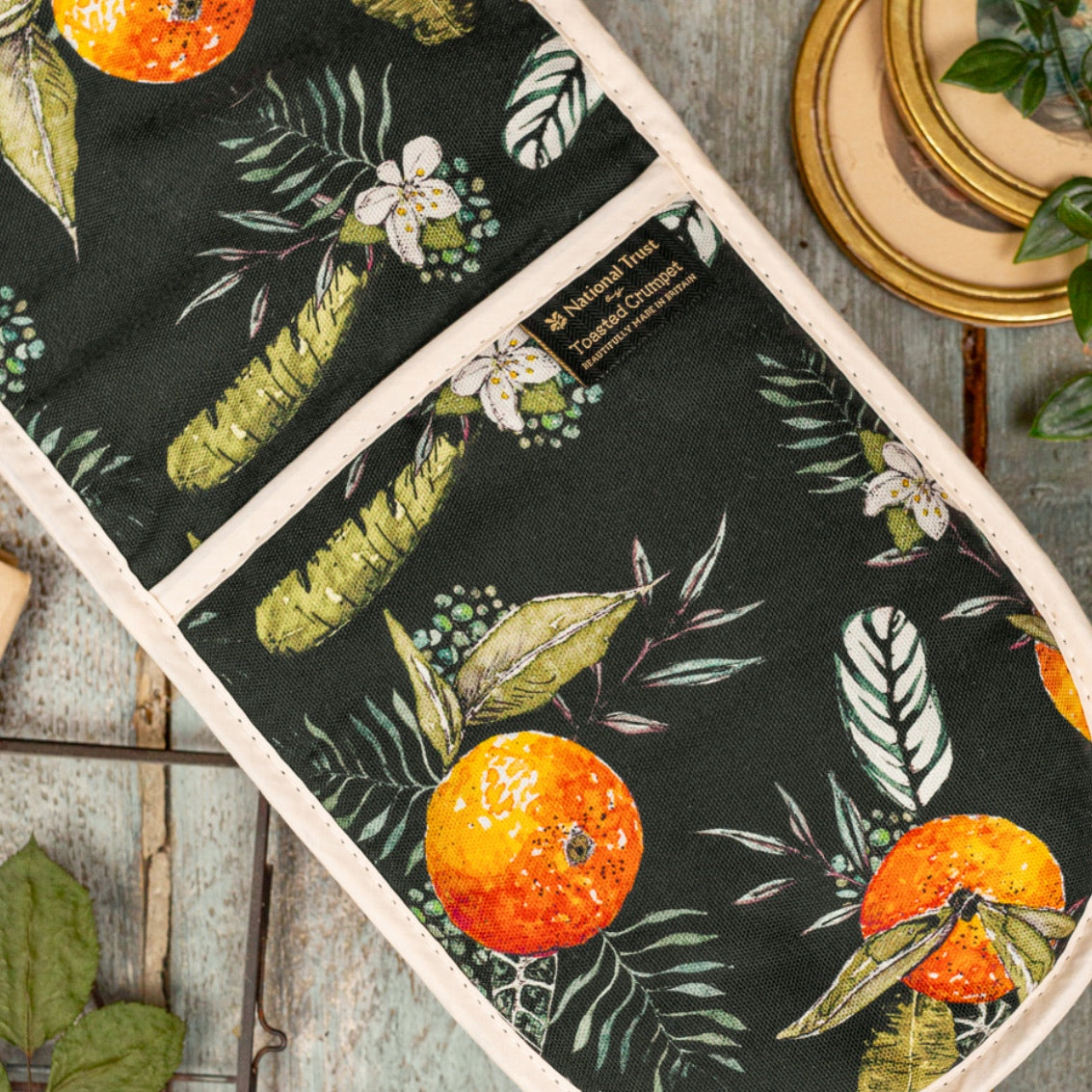 NEW! Oranges (Noir) Cotton Double Oven Glove
