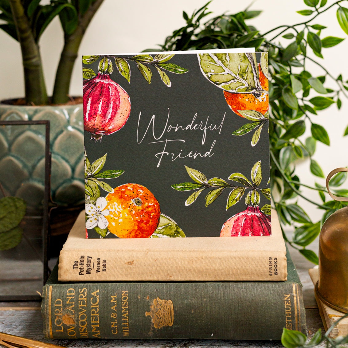 NEW! Wonderful Friend (Orange & Pomegranate Noir) Card (Cello-Free)