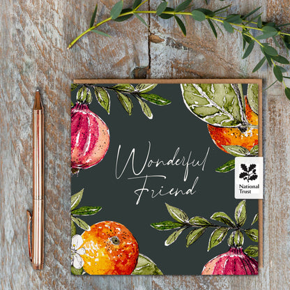 NEW! Wonderful Friend (Orange & Pomegranate Noir) Card (Cello-Free)