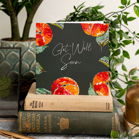 NEW! Get Well Soon (Peach Noir) Card (Cello-Free)