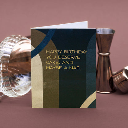 NEW! Happy Birthday! You Deserve Cake  (Colourblock) Card (Cello-Free)