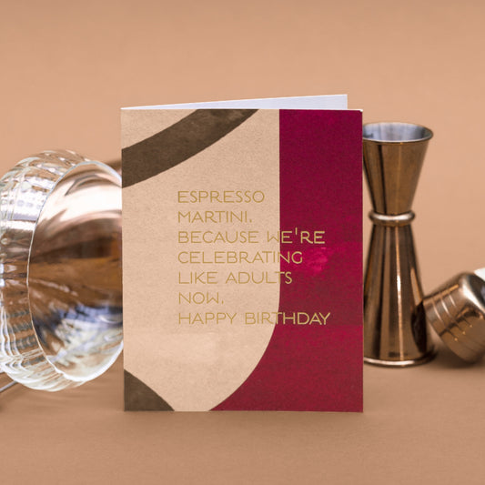 NEW! Espresso Martini (Colourblock) Card (Cello-Free)