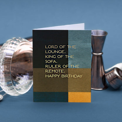 NEW! Lord of the Lounge (Colourblock) Card (Cello-Free)
