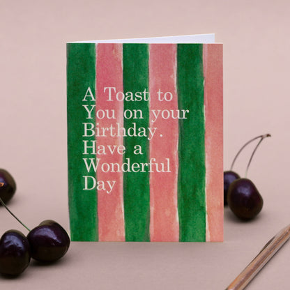 NEW! A Toast to You (Pink & Green Stripes) Card (Cello-Free)