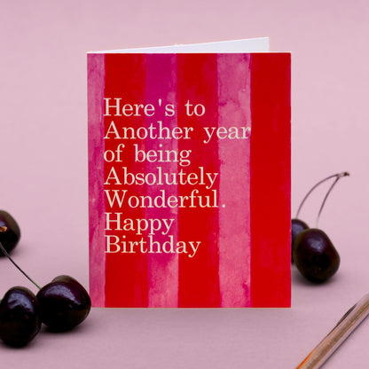 NEW! Here's to Another Year (Watermelon Stripes) Card (Cello-Free)