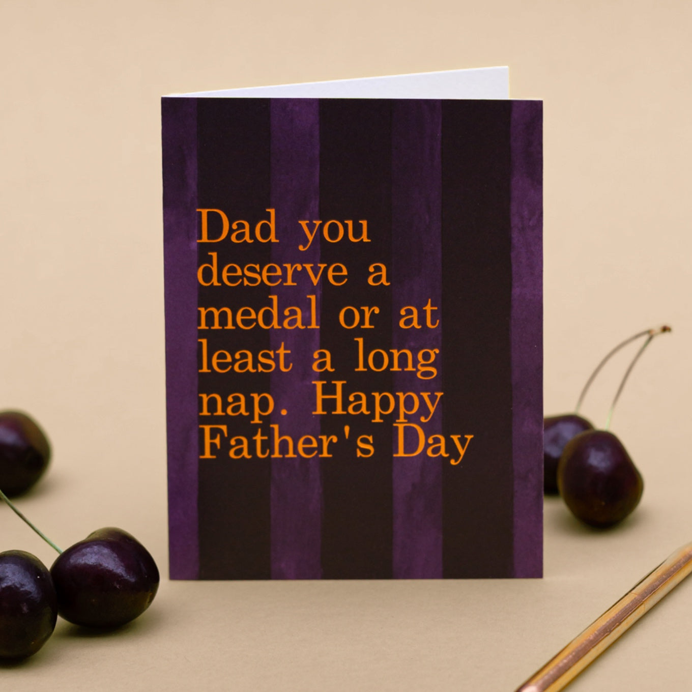 NEW! Dad you Deserve a Medal (Purple Stripes) Card (Cello-Free)