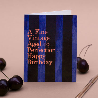 NEW! A Fine Vintage Aged to Perfection (Navy Stripes) Card (Cello-Free)