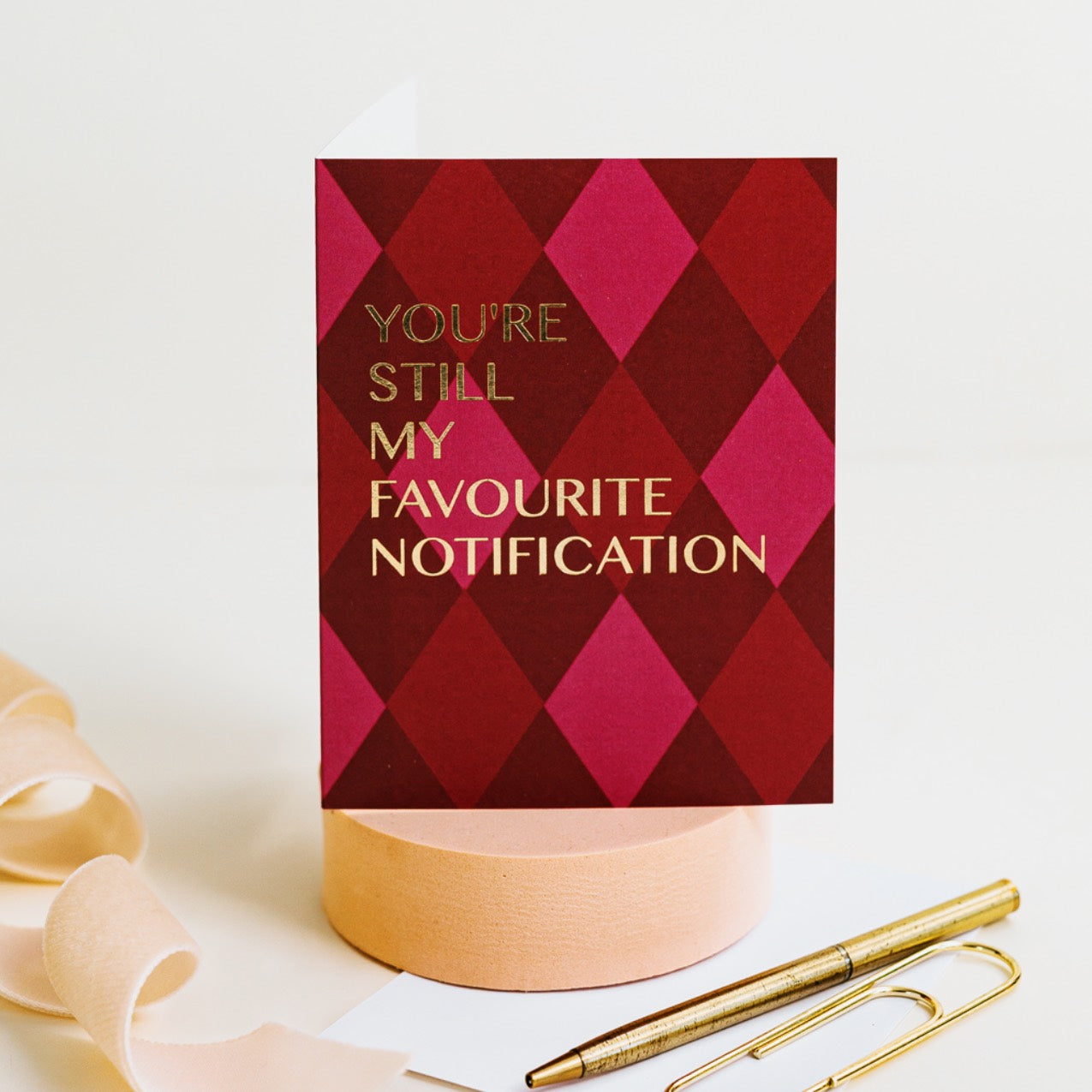 NEW! Favourite Notification (Harlequin) Card (Cello-Free)