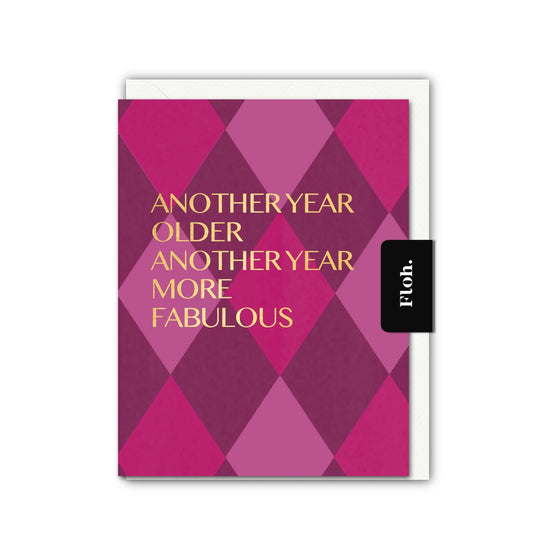 NEW! Another year more Fabulous (Harlequin) Card (Cello-Free) (available for dispatch from July 2026)
