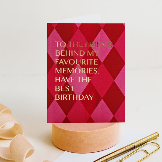 NEW! Favourite Memories (Harlequin) Card (Cello-Free)