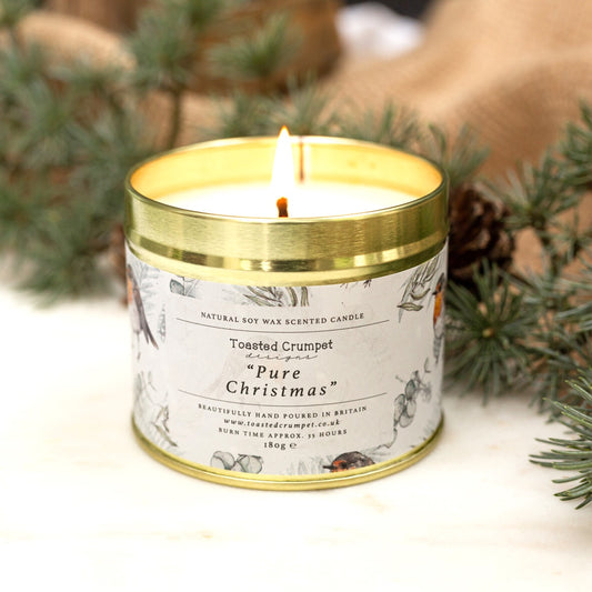 Pure Christmas Candle in a Matt Gold Tin