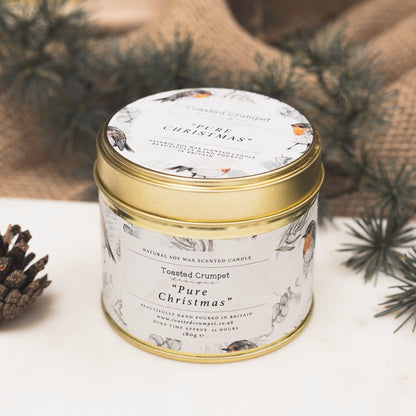 Pure Christmas Candle in a Matt Gold Tin