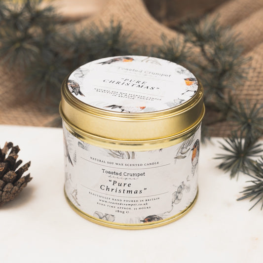 Pure Christmas Candle in a Matt Gold Tin