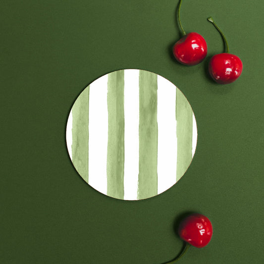 NEW! Olive (Stripes) Round Coaster