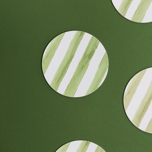 NEW! Olive (Stripes) Round Coaster