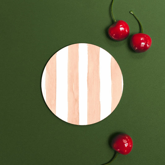 NEW! Peach (Stripes) Round Coaster