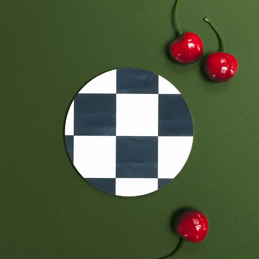 NEW! Espresso (Checkerboard) Round Coaster