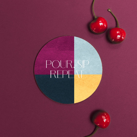 NEW! Pour, Sip, Repeat (Colour Block) Round Coaster