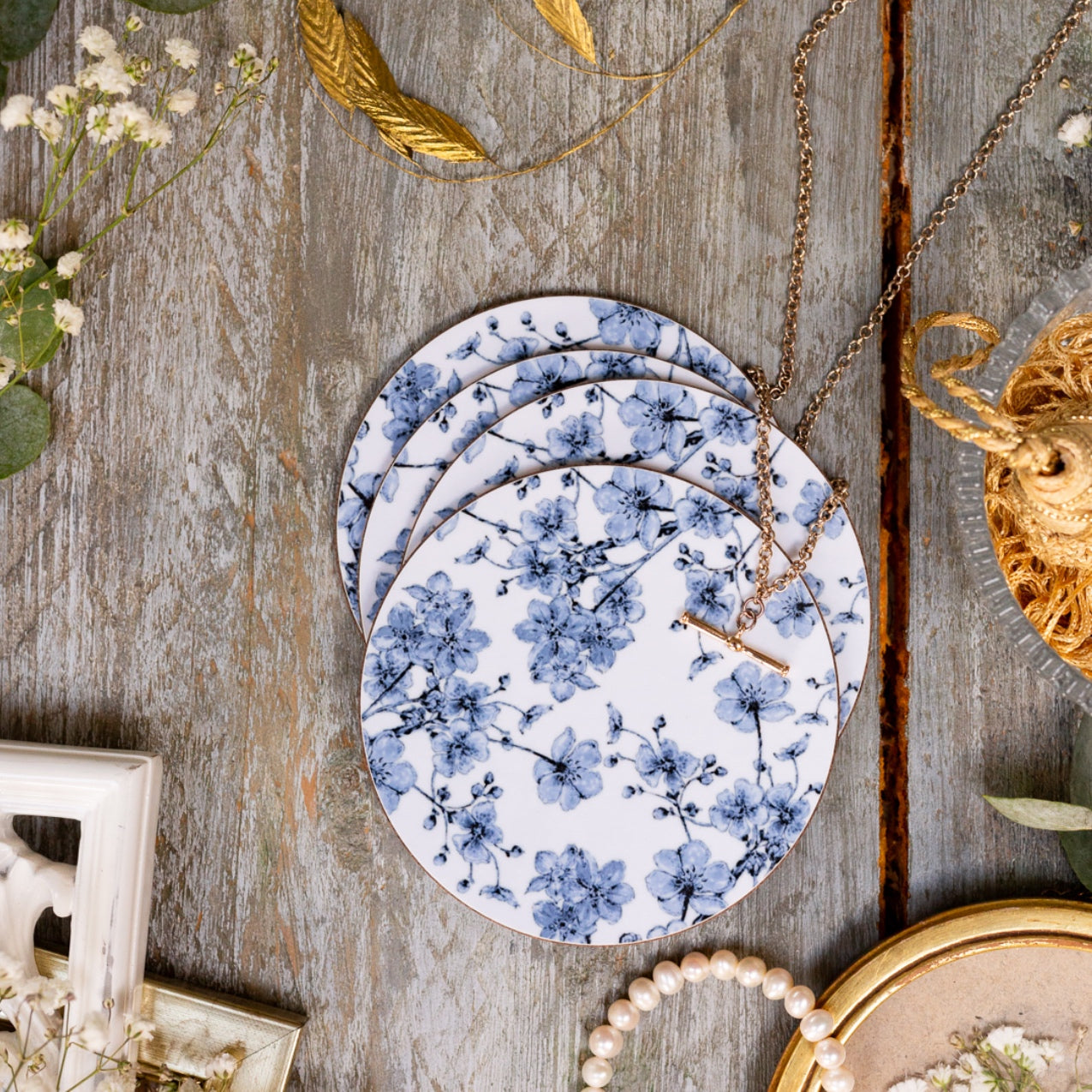 NEW! Chateau (Flower & Buds) Round Coaster