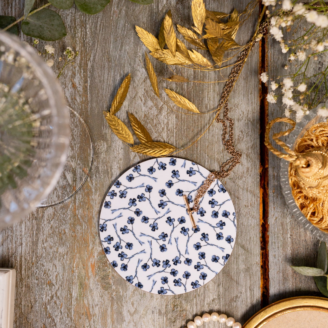 NEW! Chateau (Forget Me Nots) Round Coaster
