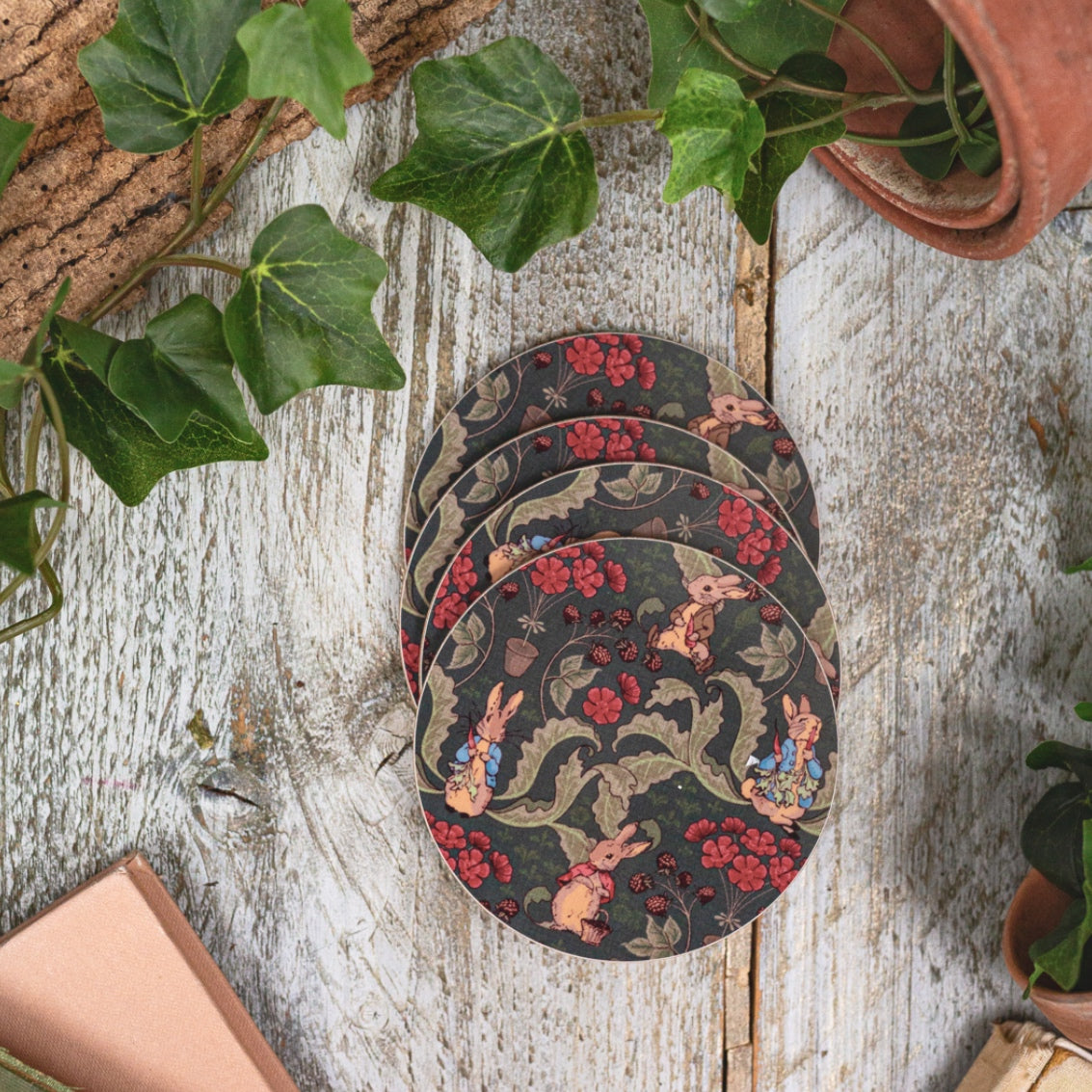 NEW! Peter Rabbit "The Vegetable Thief" (Noir) Round Coaster