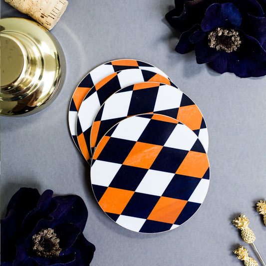 NEW! Cobalt  & Orche (Harlequin) Round Coaster