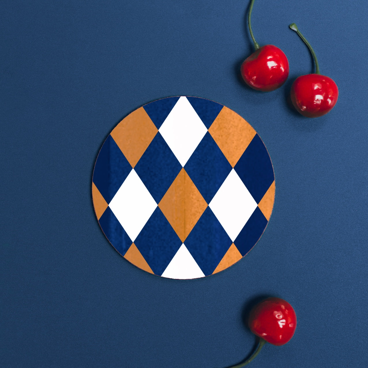 NEW! Cobalt  & Orche (Harlequin) Round Coaster  (available for dispatch from July 2026)