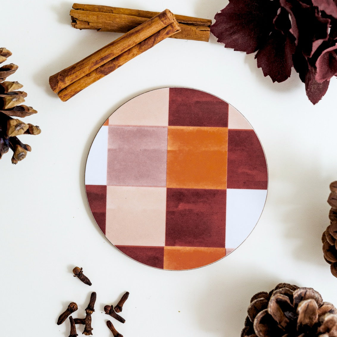NEW! Gingerbread (Checkerboard) Round Coaster (available for dispatch from August 2026)
