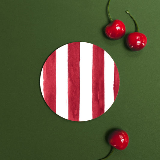 NEW! Crimson (Stripes) Round Coaster (available for dispatch from August 2026)
