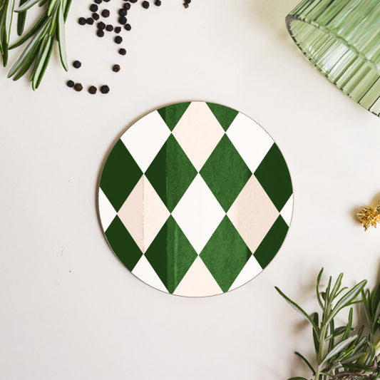 NEW! Emerald Green (Harlequin) Round Coaster