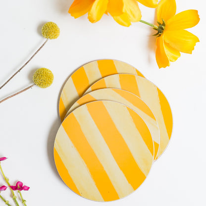 NEW! Buttercup Yellow (Stripes) Round Coaster