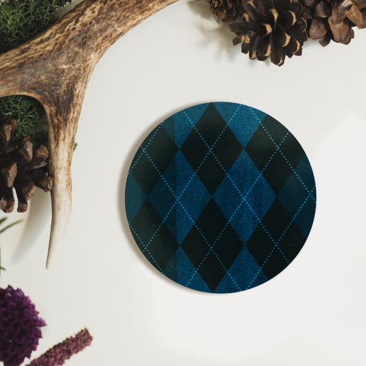 NEW! Midnight Blue (Argyle) Round Coaster