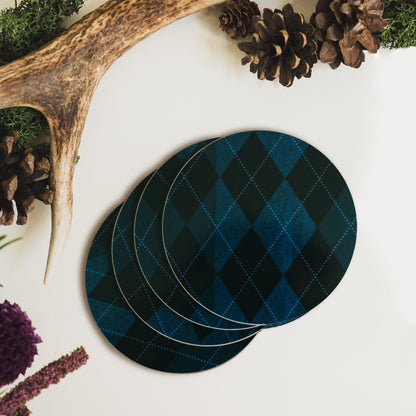 NEW! Midnight Blue (Argyle) Round Coaster