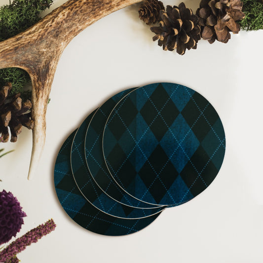 NEW! Midnight Blue (Argyle) Round Coaster