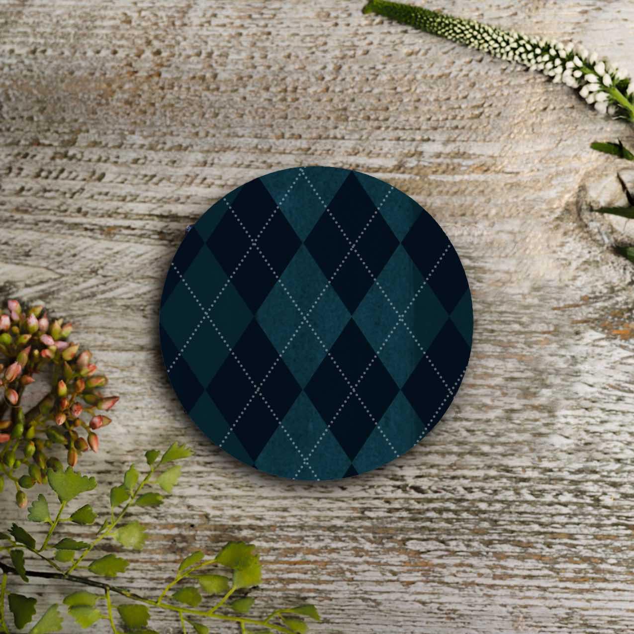 NEW! Midnight Blue (Argyle) Round Coaster (available for dispatch from July 2026)
